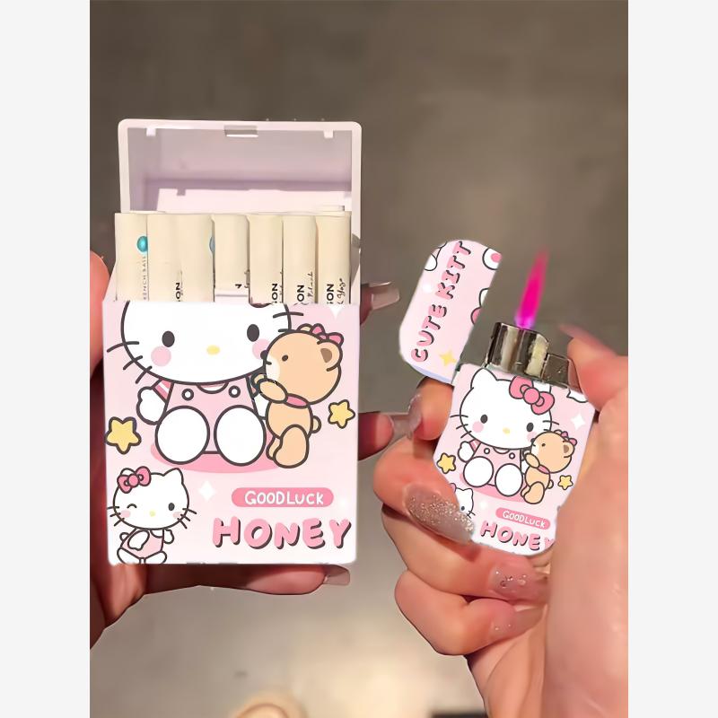 Briceag Pentru Fumători | Bratara Nouă Cu Tematica Hello Kitty, Brichete Drăguțe, Cutie De Țigări Roz, Flacără Portabilă, Stil Popular, Set De 20 De Bucăți, Cadou Perfect Pentru Iubit. Briceag Pentru Fumători Briceag Pentru Fumători